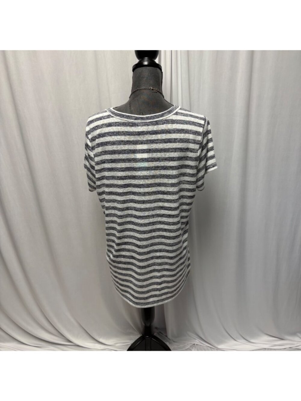 Bobeau Michelle Side Tie Knit Top Indigo Womens Size XL Striped Short Sleeve NEW - Picture 4 of 8